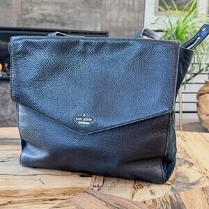 Kate Spade New York, Spencer Court Archie Tote, Black Pebbled Leather & Suede